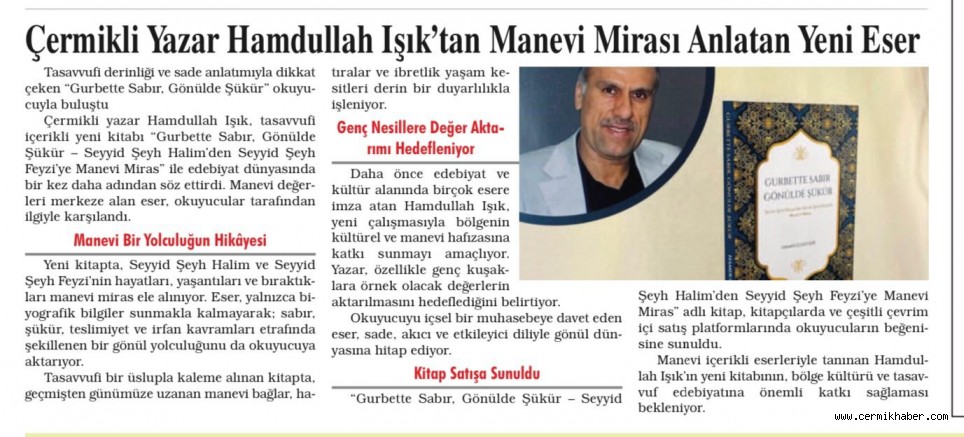 ÇERMIKLİ YAZAR HAMDULLAH IŞIK’TAN MANEVİ MİRASA IŞIK TUTAN YENİ ESER